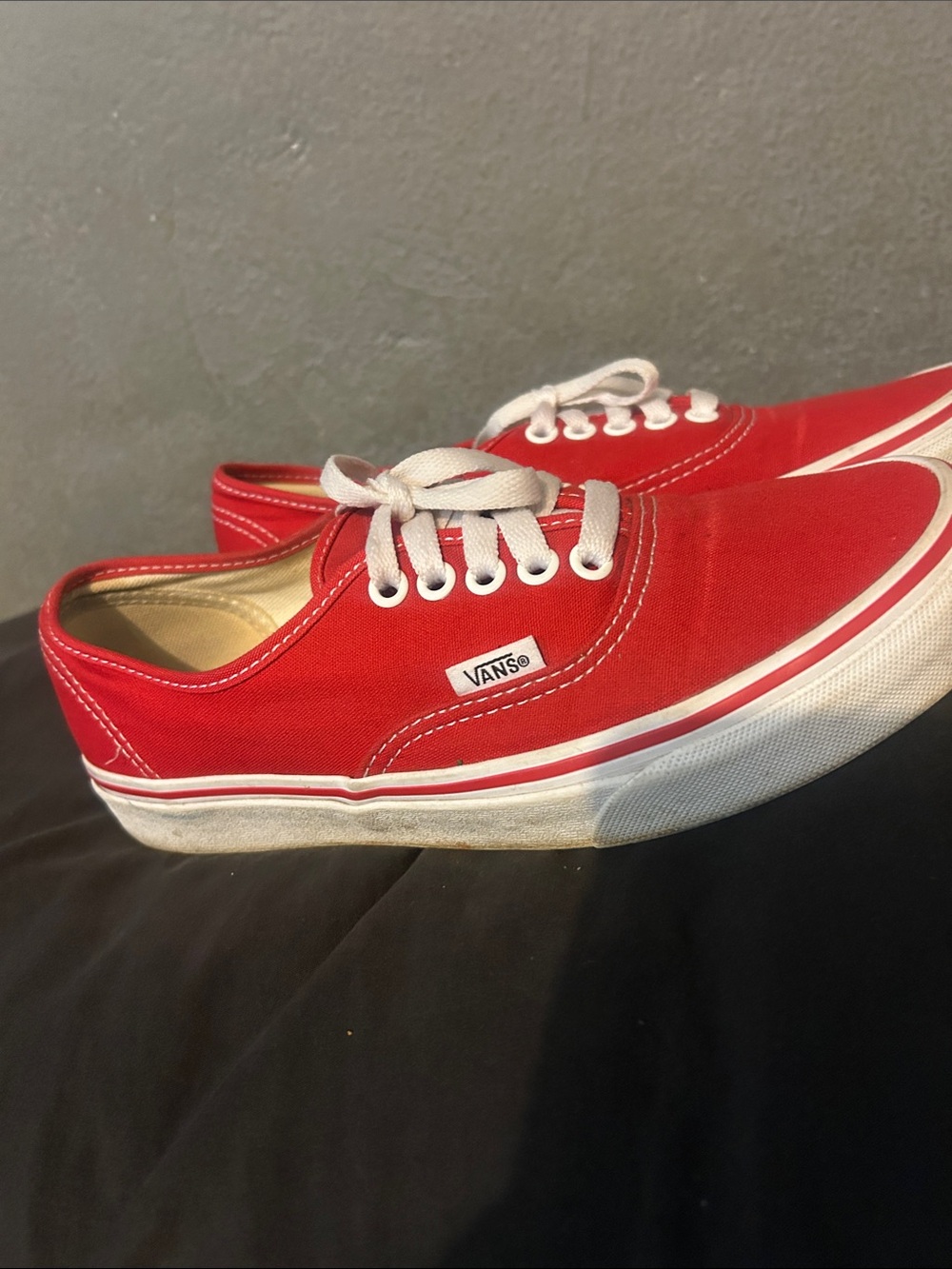 Vans Red Canvas Low-Top Sneakers with White Accents
